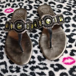 Vince Camuto Bronze Jewel Leather Sandals